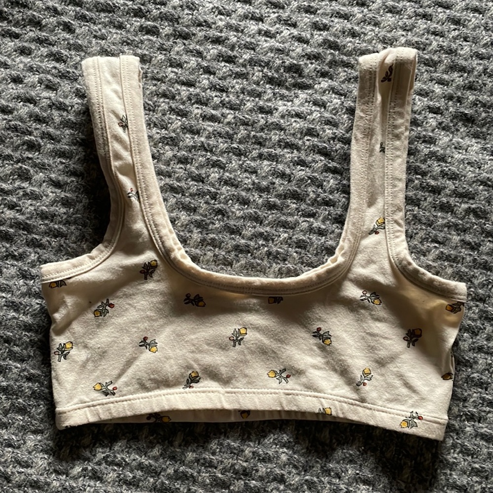 ARQ Wide Strap Bra - Yellow Calico - size S